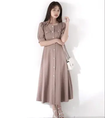 프론트 버튼 스퀘어 넥 원피스 프로포션 바디 드레싱