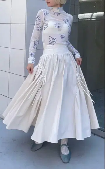 [ 미사용 ] closet gather denim skirt poppy