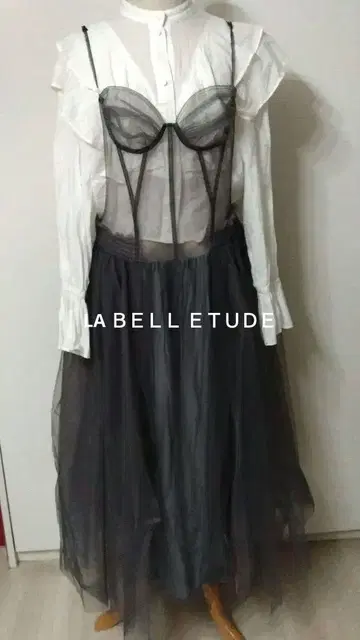 택 포함 새상품 LA BELL ETUDE 로우웨스트 뷔스티에 원피스