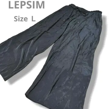 LEPSIM 렙심 새틴 와이드 팬츠 L 허리 리본 네이비