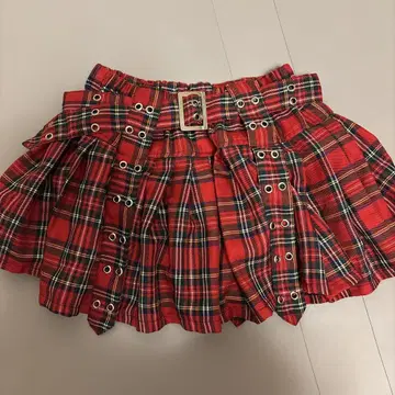 ACDCRAG 빨간색과 블랙 체크 플리츠 미니 스커트