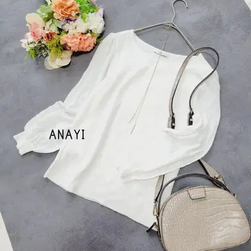 ANAYI*아나이 화이트 소매 시어 코튼 니트*사이즈 36