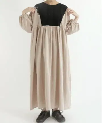 [택 포함 미사용 새상품] 사만사 모스모스 긴팔 배색 레이스 원피스