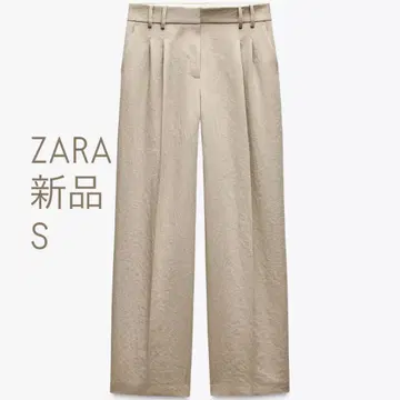새상품 ZARA 스트레이트 와이드 팬츠 베이지 S 이번 시즌 완판
