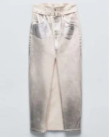 ZARA 메탈릭 데님 타이트 롱 스커트 S 사이즈
