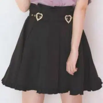 ROJITA 하트 비쥬 버클 플레어 스커트 블랙
