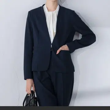 네이비 노카라 자켓
