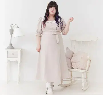 프릴 옷깃 걸리시 플레어 원피스 5L