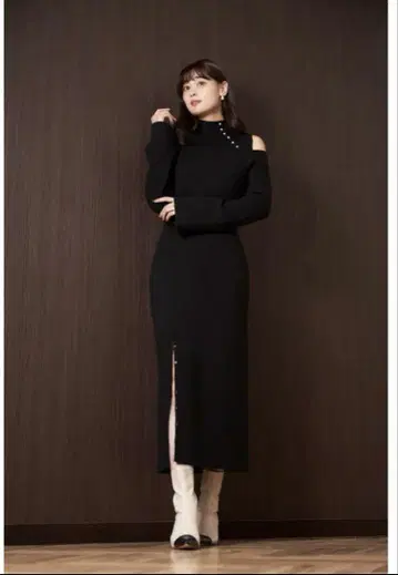 Cut-Out Shoulder Knit Dress