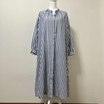 사만사 모스모스 면 린넨 롱 원피스 스트라이프 가을 긴팔 귀여운