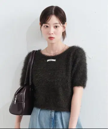 Kastane (카스타네) 전후 2WAY 샤기 반팔 가디건