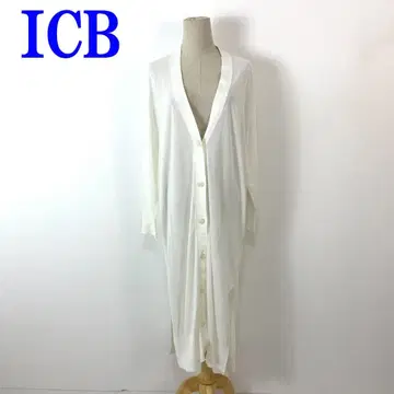 ICB 아이시비 롱 기장 가디건 화이트 면 아세테이트 S C4212