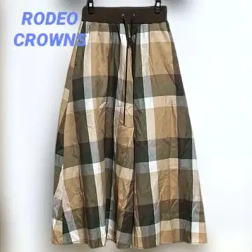 RODEO CROWNS/로데오 크라운 체크 무늬 롱 플레어 스커트