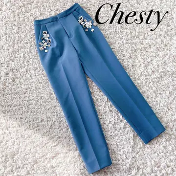 Chesty 체스티 꽃무늬 비쥬 자수 팬츠 블루 사이즈 0 허리밴딩