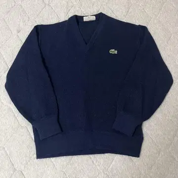 CHEMISE LACOSTE 아크릴 니트 스웨터 V넥 네이비