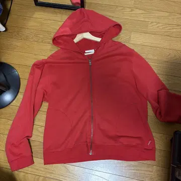 지퍼 후드티 구제 의류 빨간색