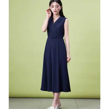 미사용 새상품 셀포드 테일러드 라펠 플레어 원피스 다크 네이비 38