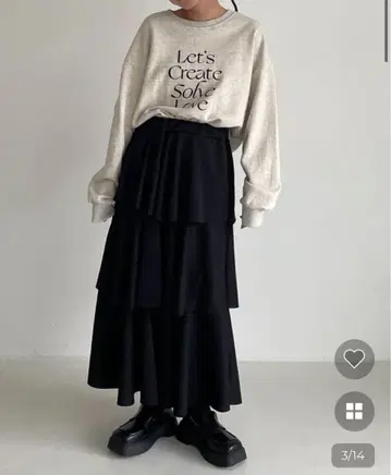 3단 캉캉 롱 스커트