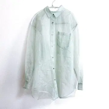 [ 6(ROKU) ] SUKE STRIPE SHIRT 그린 시어 셔츠