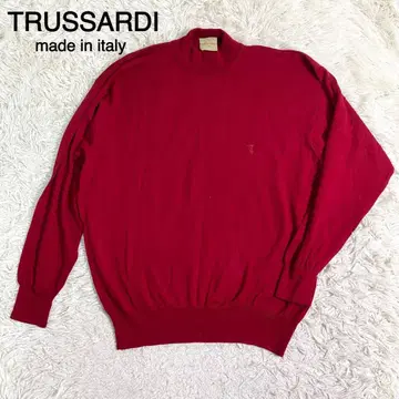 [ 이탈리아제 ] TRUSSARDI 레드 컬러 로고 자수 니트