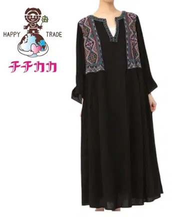 TITICACA 자수 블랙 롱 원피스 3L 루즈핏 맥시 길이 새상품급