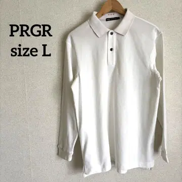 PRGR 프로기아 [ L ] 원 포인트 로고 긴팔 피케 셔츠 화이트 골프