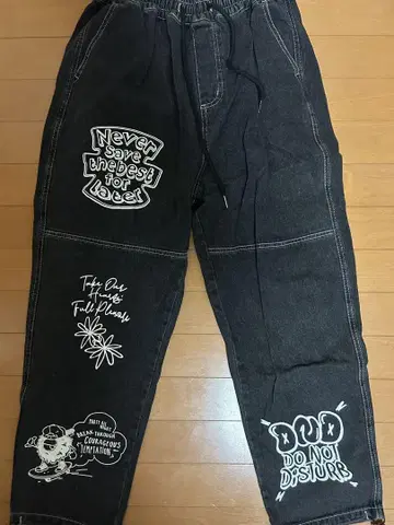 그래픽 프린트 캐주얼 팬츠 다크 그레이