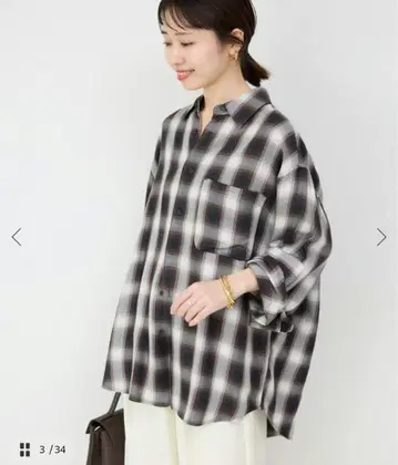 SLOBE IENA 드레이프 체크 루즈 셔츠 F 새상품급