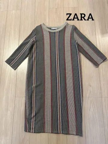 ZARA 스트라이프 롱 원피스 7부 소매
