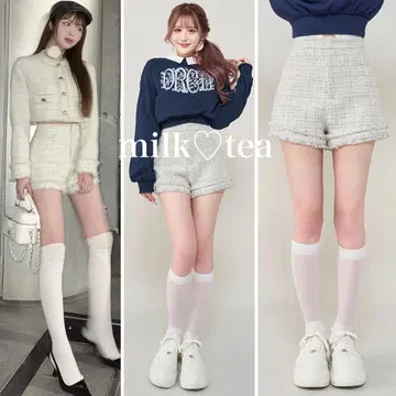 택 포함 새상품 다리치 컴팩트 프린지 트위드 숏팬츠 화이트 M