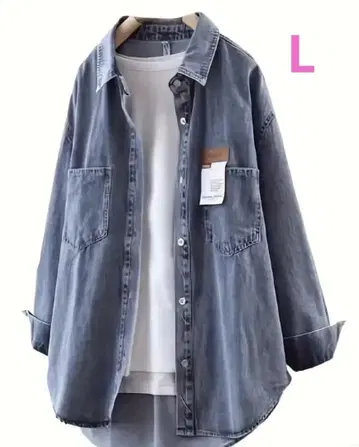 미사용 새상품 라이트 블루 오버 사이즈 데님 셔츠 L 사이즈