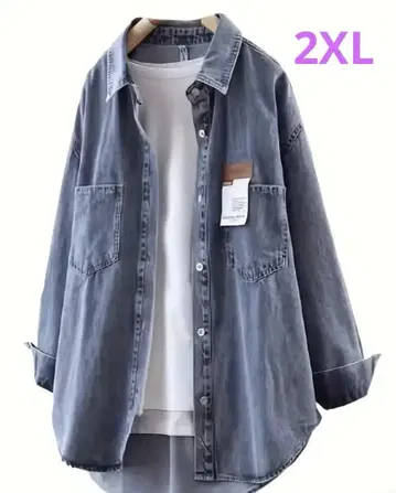 미사용 새상품 라이트 블루 오버 사이즈 데님 자켓 2XL 사이즈