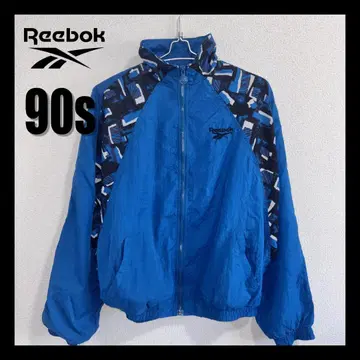 [Reebok] 빈티지 나일론 자켓 블루 계열 L 사이즈 기하학