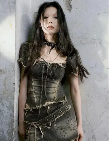 Cest Nous Y2K 데님 상의 아방가르드