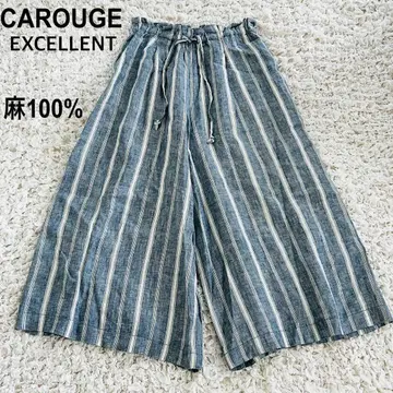 새상품급 CAROUGE 린넨 100 스트라이프 와이드 팬츠 가우초