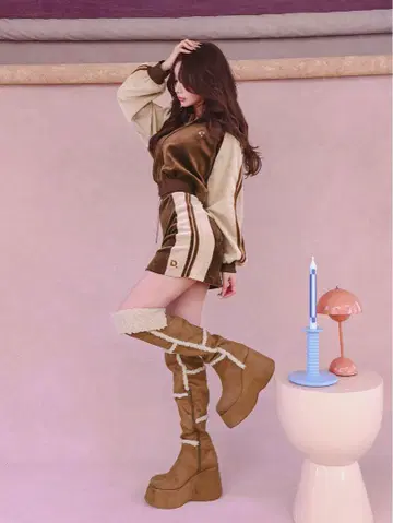 Darich 페이크 무스탕 니하이 부츠