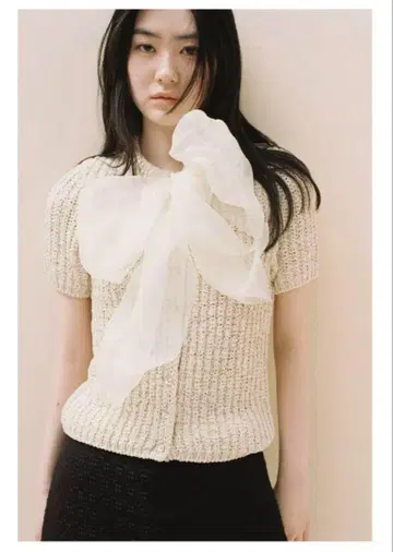 ZARA 니트 오간자 리본 상의 S 사이즈