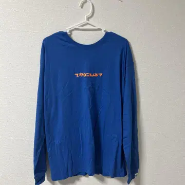 마카로니 연필 신구 로고 트리밍 롱 T셔츠 / 블루 XL