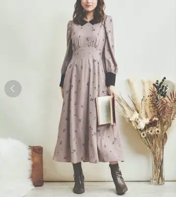 Noela 노엘라 미니 플라워 카라 달린 원피스 미니 꽃무늬 긴팔