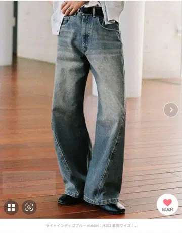 VINTAGE WASHED CURVED DENIM 라이트 인디고 블루