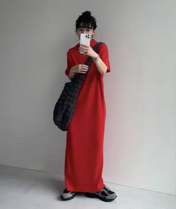 wee9s 데일리 데일리 슈퍼 스트레치 플리츠 원피스 [반팔]long