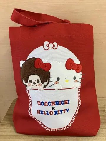 몽치치 x 헬로키티 콜라보 토트백 빨간색