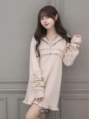[ 24시간 이내 발송 ] pium 본딩 원피스 x 숏 후드티 세트 핑크