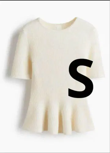 H&M RIB-KNIT 페플럼 탑 반팔 니트 페플럼 니트