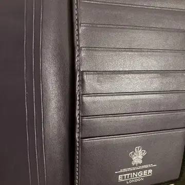 ETTINGER 이단 접이식 지갑 블랙 가죽 블랙 보라색