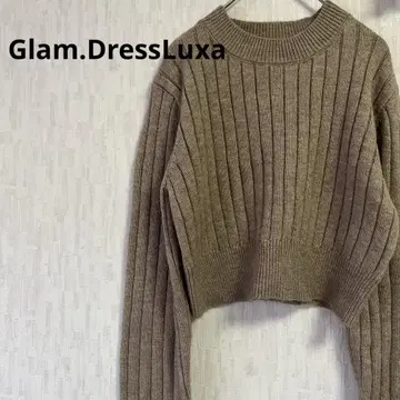 Glam.DressLuxa 리브 베이지 크롭 스웨터 울 혼방