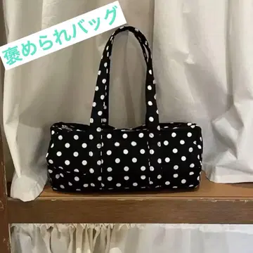 여성용 도트백 한국 가방 흑백 도트 물방울 패턴 핸드백 블랙과 화이트