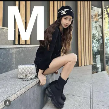 스즈키 아미 프로듀스 니트 소재 통굽 숏부츠 M 사이즈