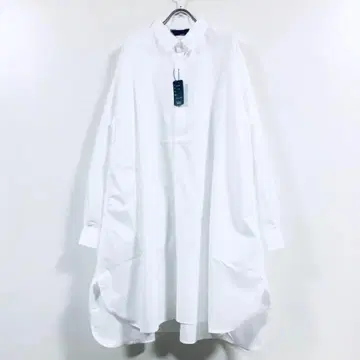 슈퍼 롱 기장 무지 빅 실루엣 긴팔 셔츠 남성용 화이트 M