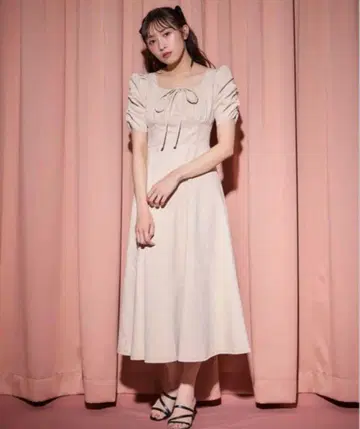 anmille 코르셋 데님 원피스 핑크